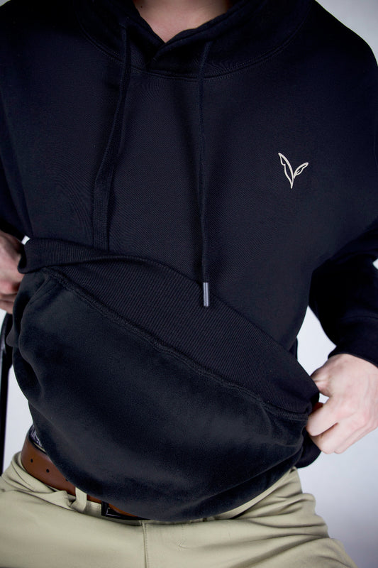 Black velvet lined hoodie