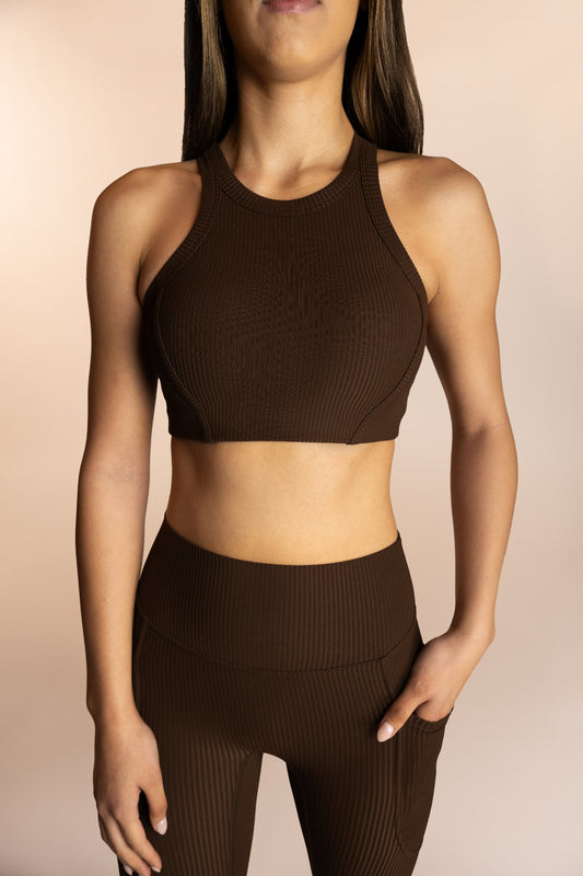 High support ribbed workout set