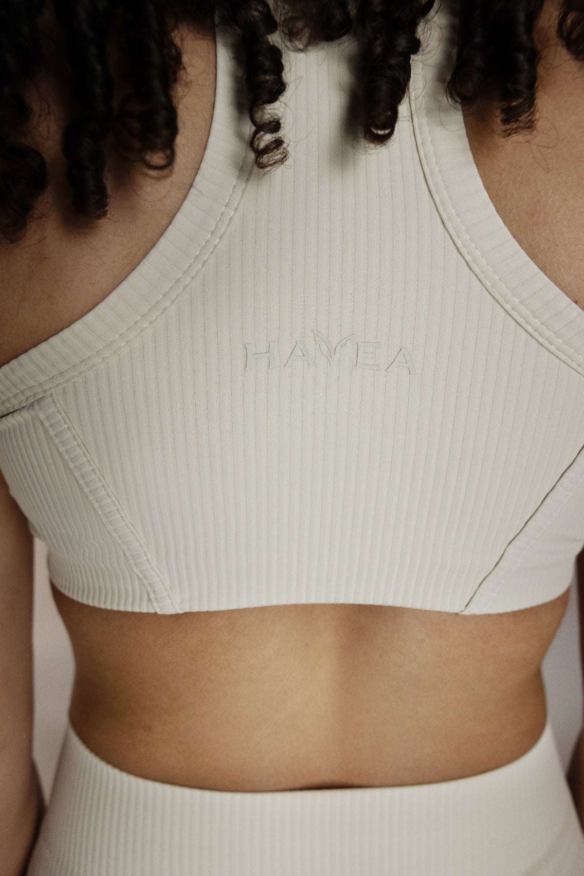 Off white high support sports bra back view
