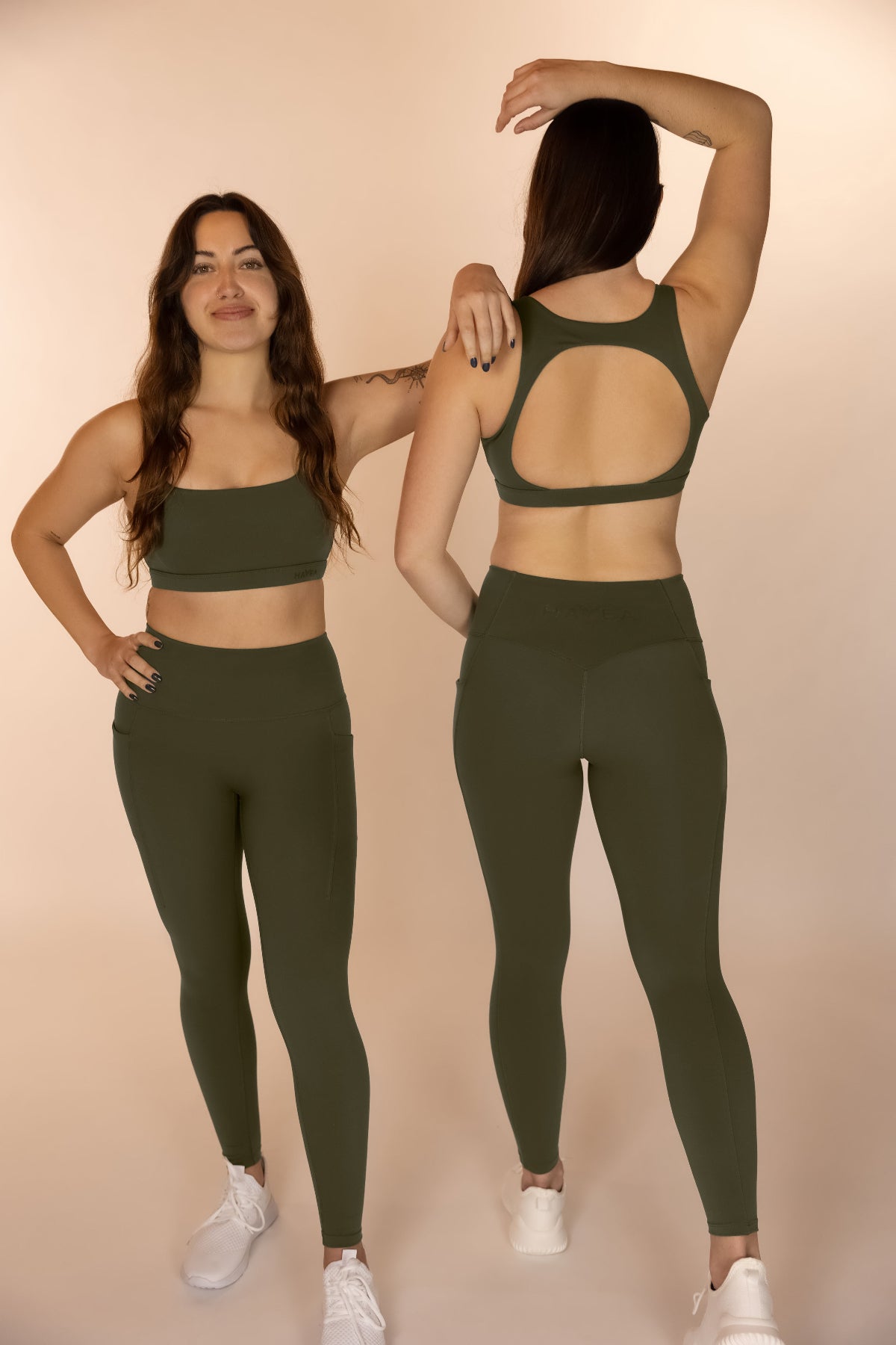 High support low cut sports bra in green