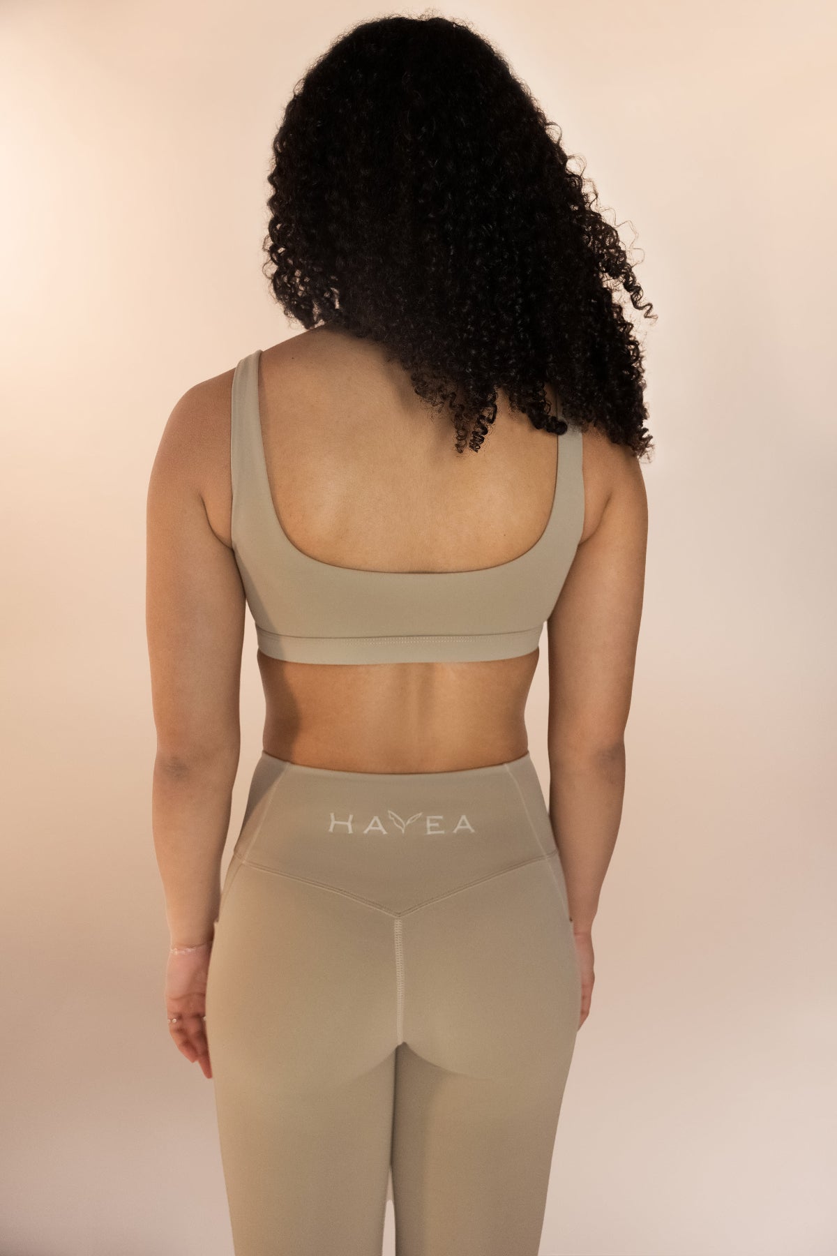 Women's U cut sports bra back in tan