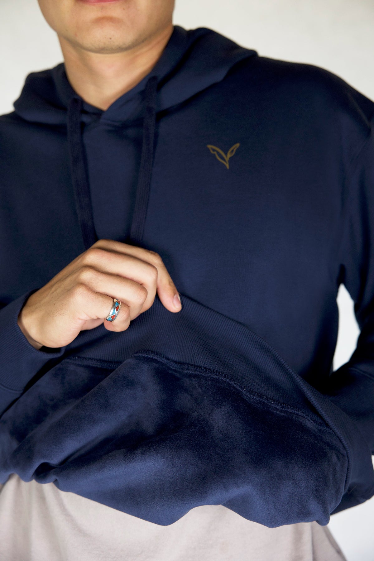 Navy Velvet Hoodie